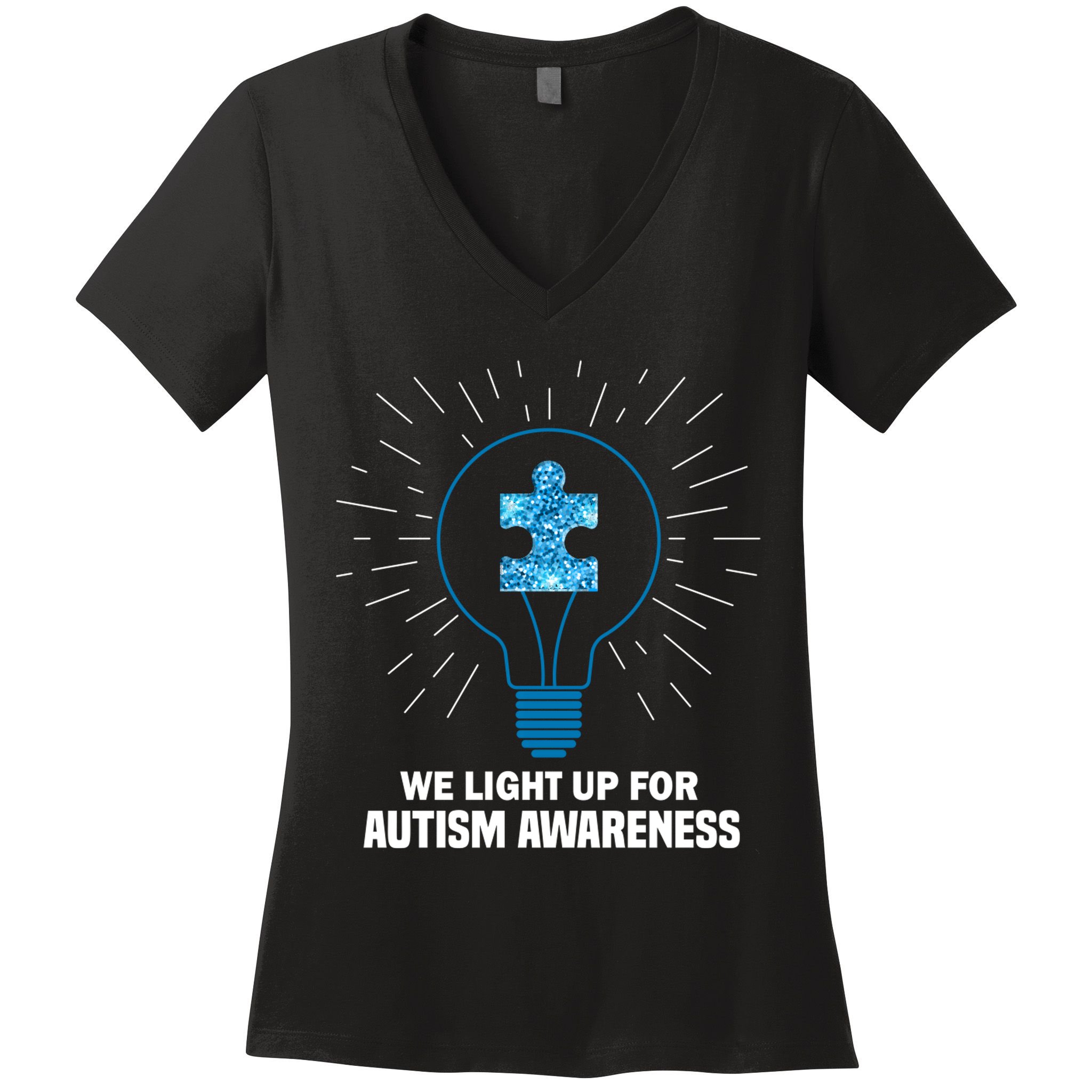We Light It Up For Autism Awareness Women's V-Neck T-Shirt