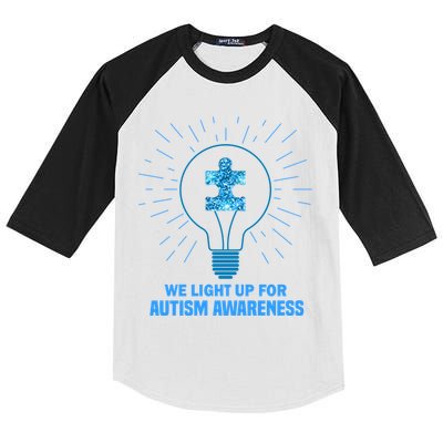 We Light It Up For Autism Awareness Kids Colorblock Raglan Jersey