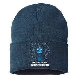 We Light It Up For Autism Awareness Sustainable Knit Beanie