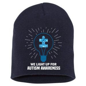 We Light It Up For Autism Awareness Short Acrylic Beanie