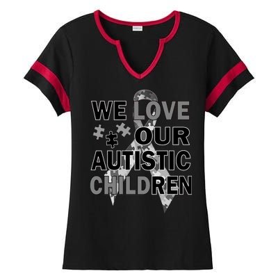 We Love Our Autistic Children Ladies Halftime Notch Neck Tee