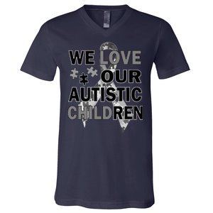 We Love Our Autistic Children V-Neck T-Shirt