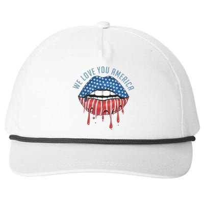 We Love You America Lips Snapback Five-Panel Rope Hat