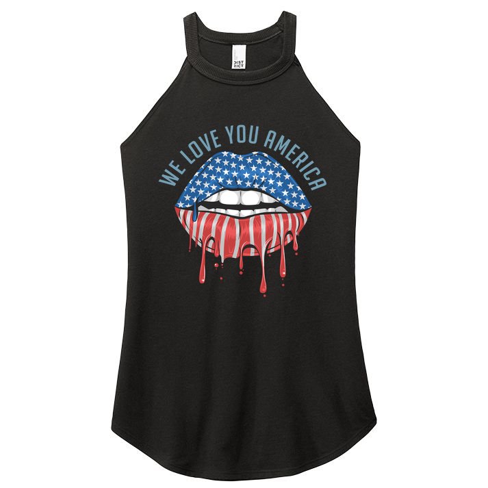We Love You America Lips Women's Perfect Tri Rocker Tank