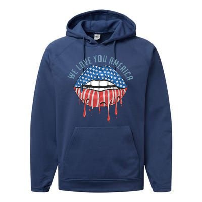 We Love You America Lips Performance Fleece Hoodie