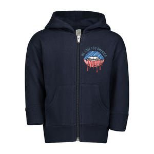 We Love You America Lips Toddler Zip Fleece Hoodie