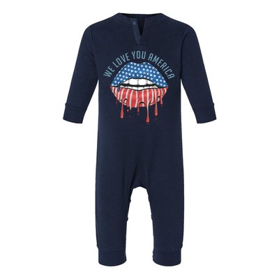 We Love You America Lips Infant Fleece One Piece