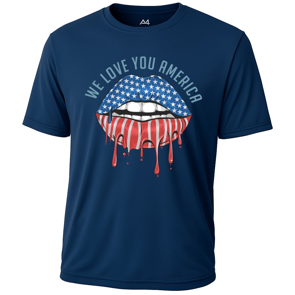 We Love You America Lips Cooling Performance Crew T-Shirt
