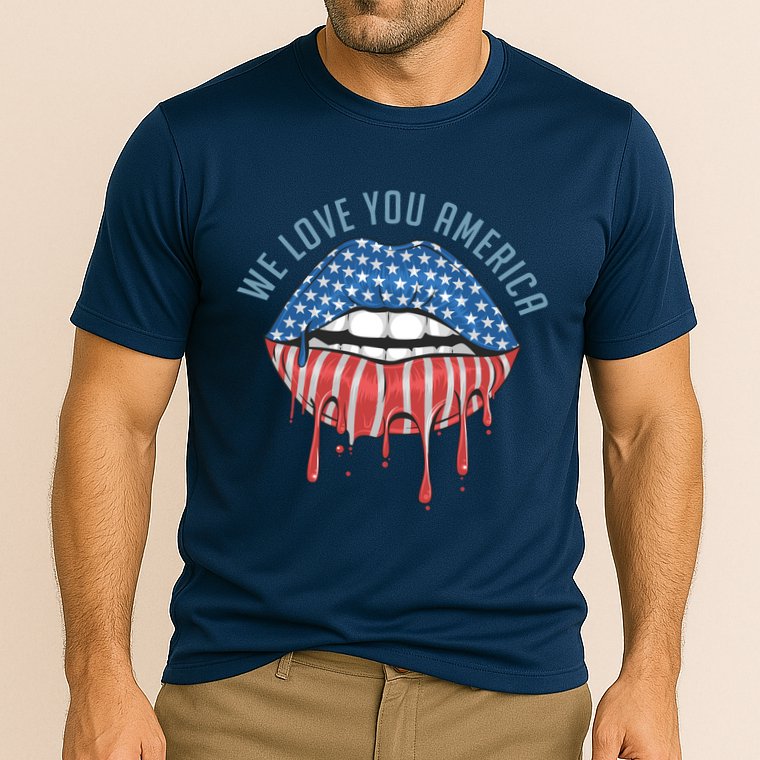 We Love You America Lips Cooling Performance Crew T-Shirt