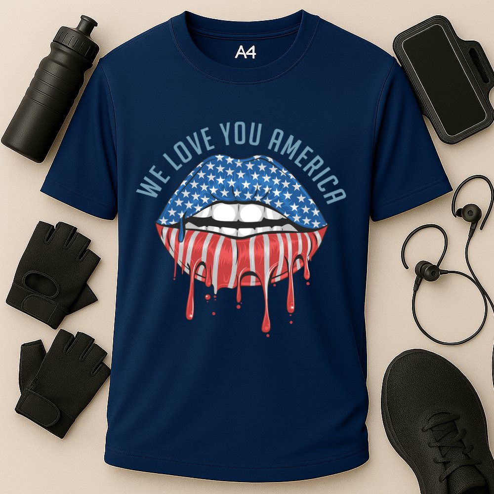 We Love You America Lips Cooling Performance Crew T-Shirt