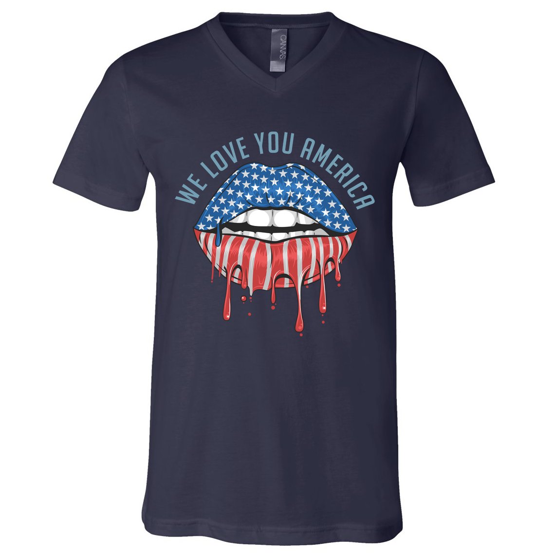 We Love You America Lips V-Neck T-Shirt