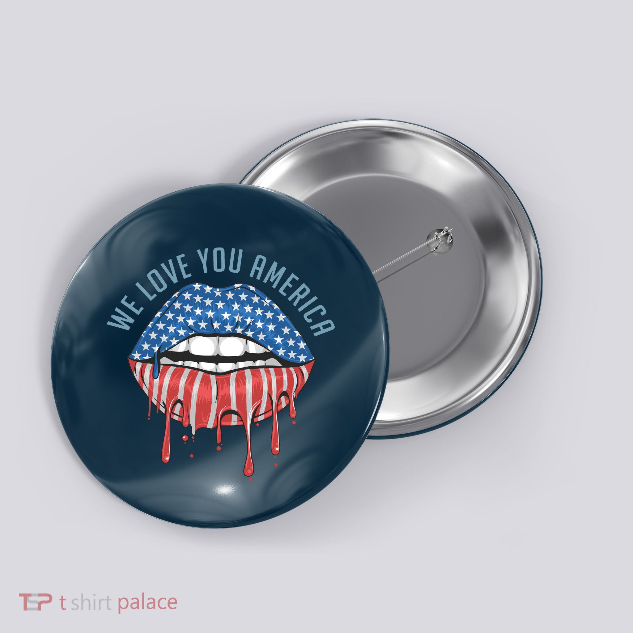 We Love You America Lips Button