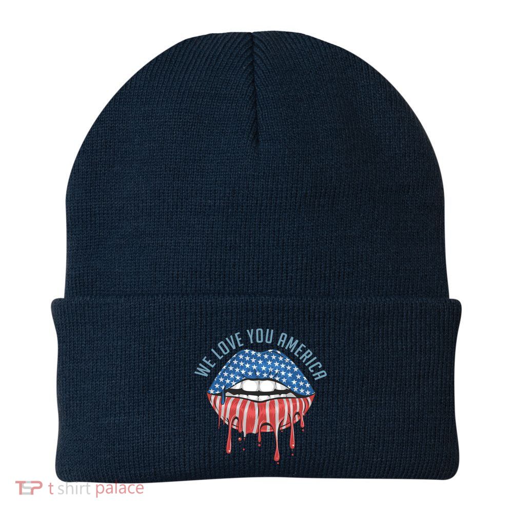 We Love You America Lips Beanie