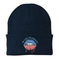 We Love You America Lips Knit Cap Winter Beanie