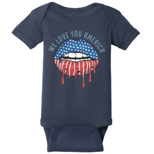 We Love You America Lips Baby Bodysuit