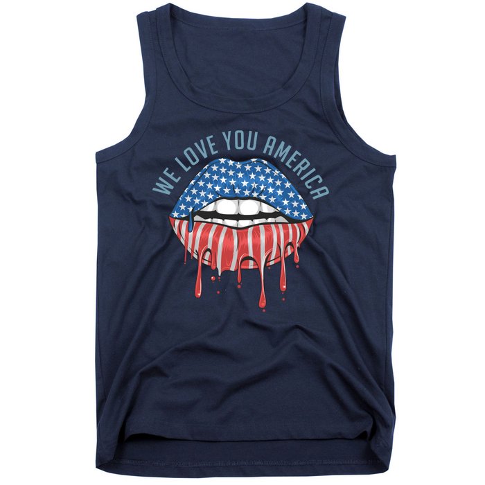 We Love You America Lips Tank Top