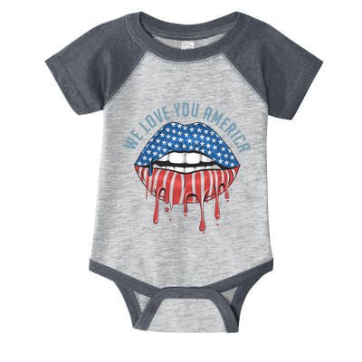 We Love You America Lips Infant Baby Jersey Bodysuit