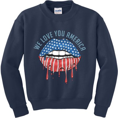 We Love You America Lips Kids Sweatshirt