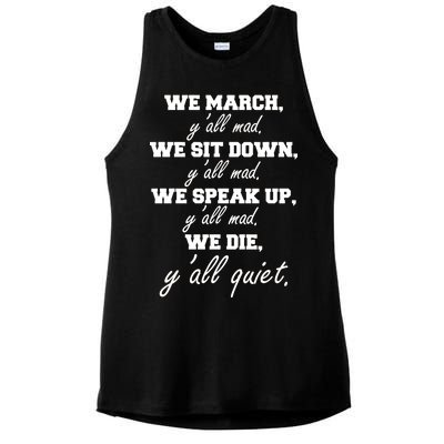 We March, Y'all Mad. Women's Rights Saying Ladies PosiCharge Tri-Blend Wicking Tank