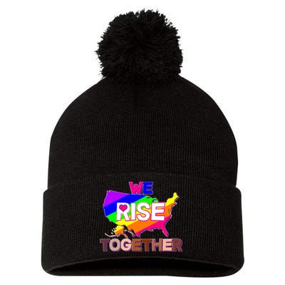 We Rise Together Unite Equality Protest Pom Pom 12in Knit Beanie