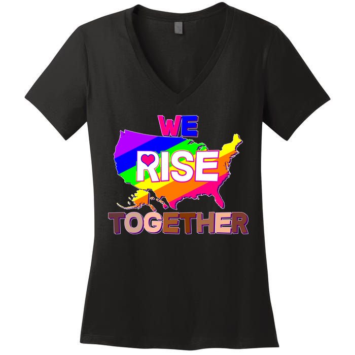 We Rise Together Unite Equality Protest Women's V-Neck T-Shirt