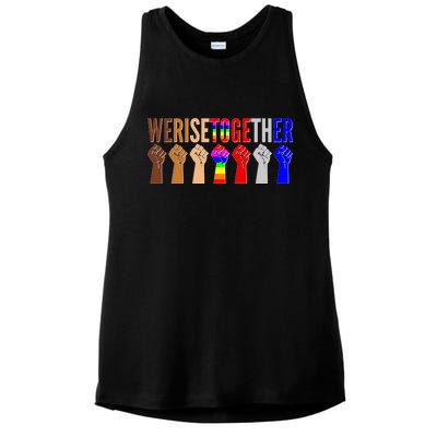 We Rise Together Unity Protest Support Ladies PosiCharge Tri-Blend Wicking Tank