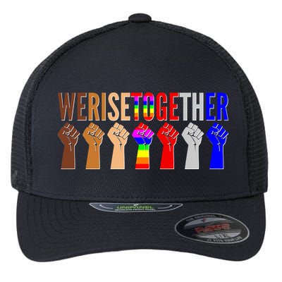 We Rise Together Unity Protest Support Flexfit Unipanel Trucker Cap