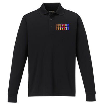 We Rise Together Unity Protest Support Performance Long Sleeve Polo