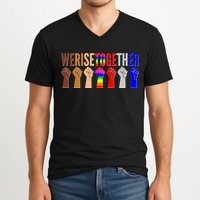 We Rise Together Unity Protest Support V-Neck T-Shirt