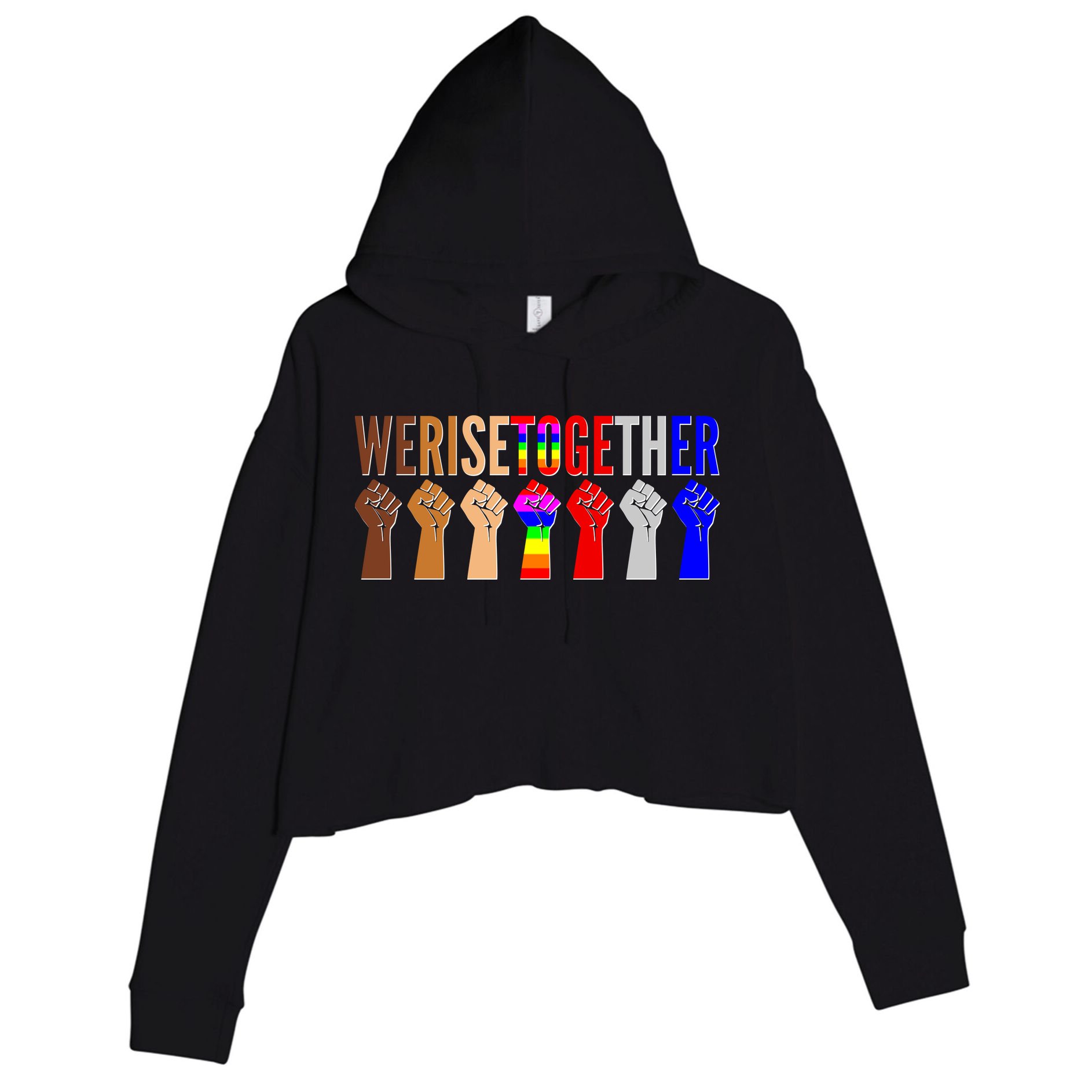 We Rise Together Unity Protest Support Crop Fleece Hoodie