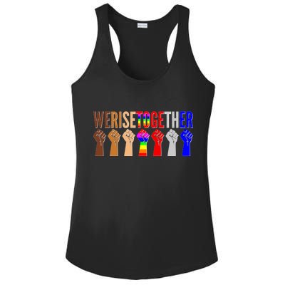 We Rise Together Unity Protest Support Ladies PosiCharge Competitor Racerback Tank