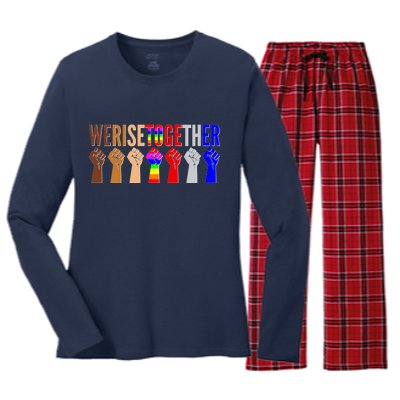 We Rise Together Unity Protest Support Women's Long Sleeve Flannel Pajama Set 