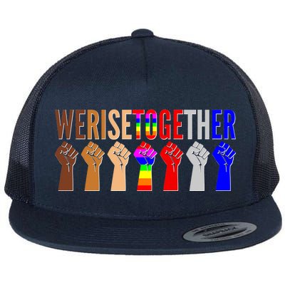 We Rise Together Unity Protest Support Flat Bill Trucker Hat