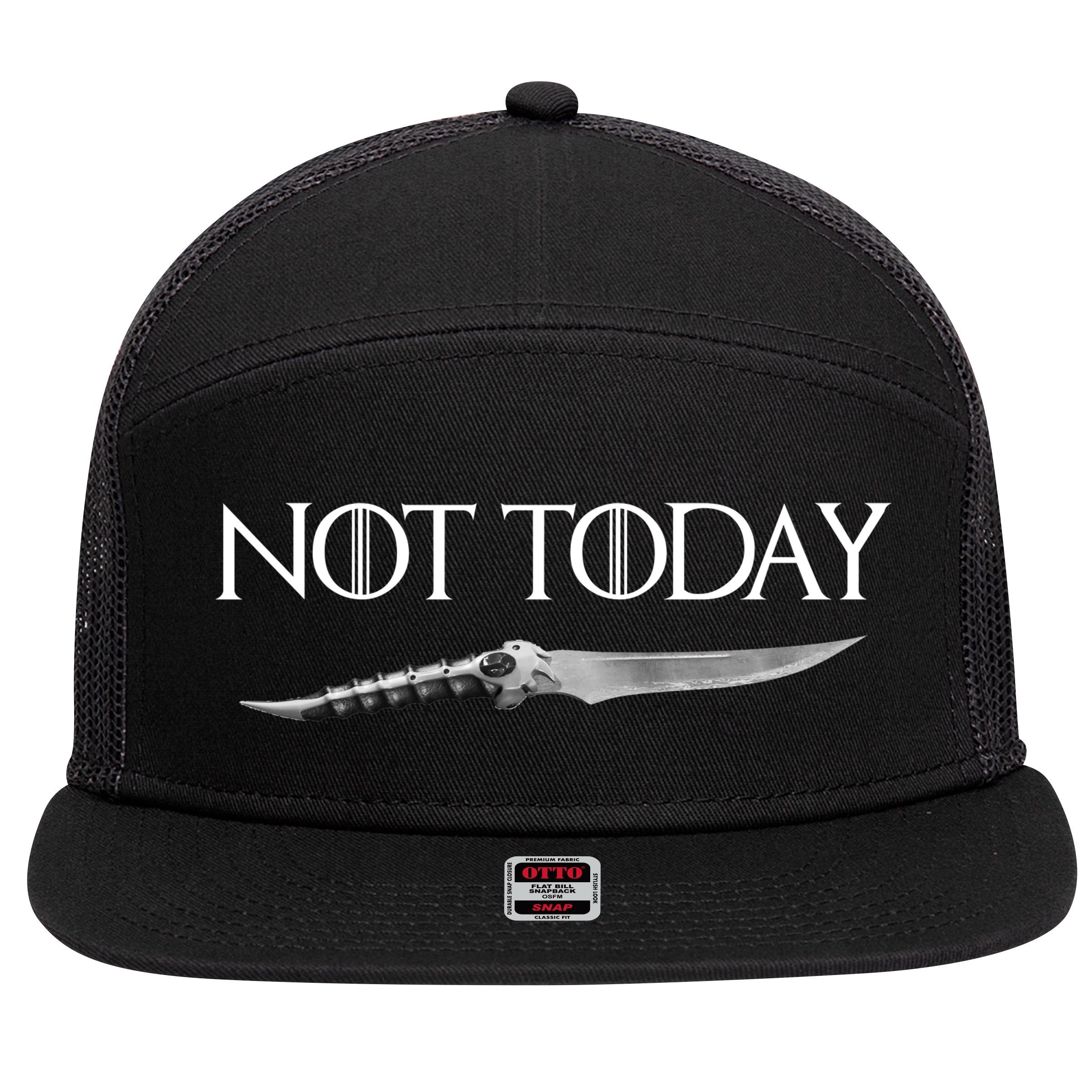 We Say Not Today God of Death Dagger 7 Panel Mesh Trucker Snapback Hat