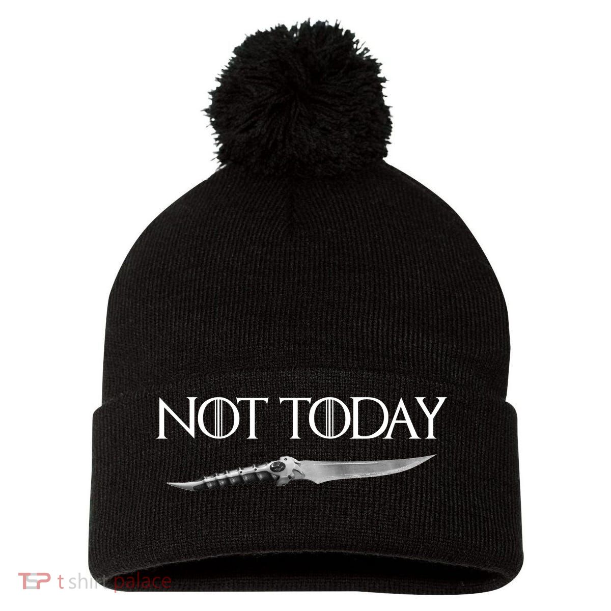 We Say Not Today God of Death Dagger Pom Pom 12in Knit Beanie