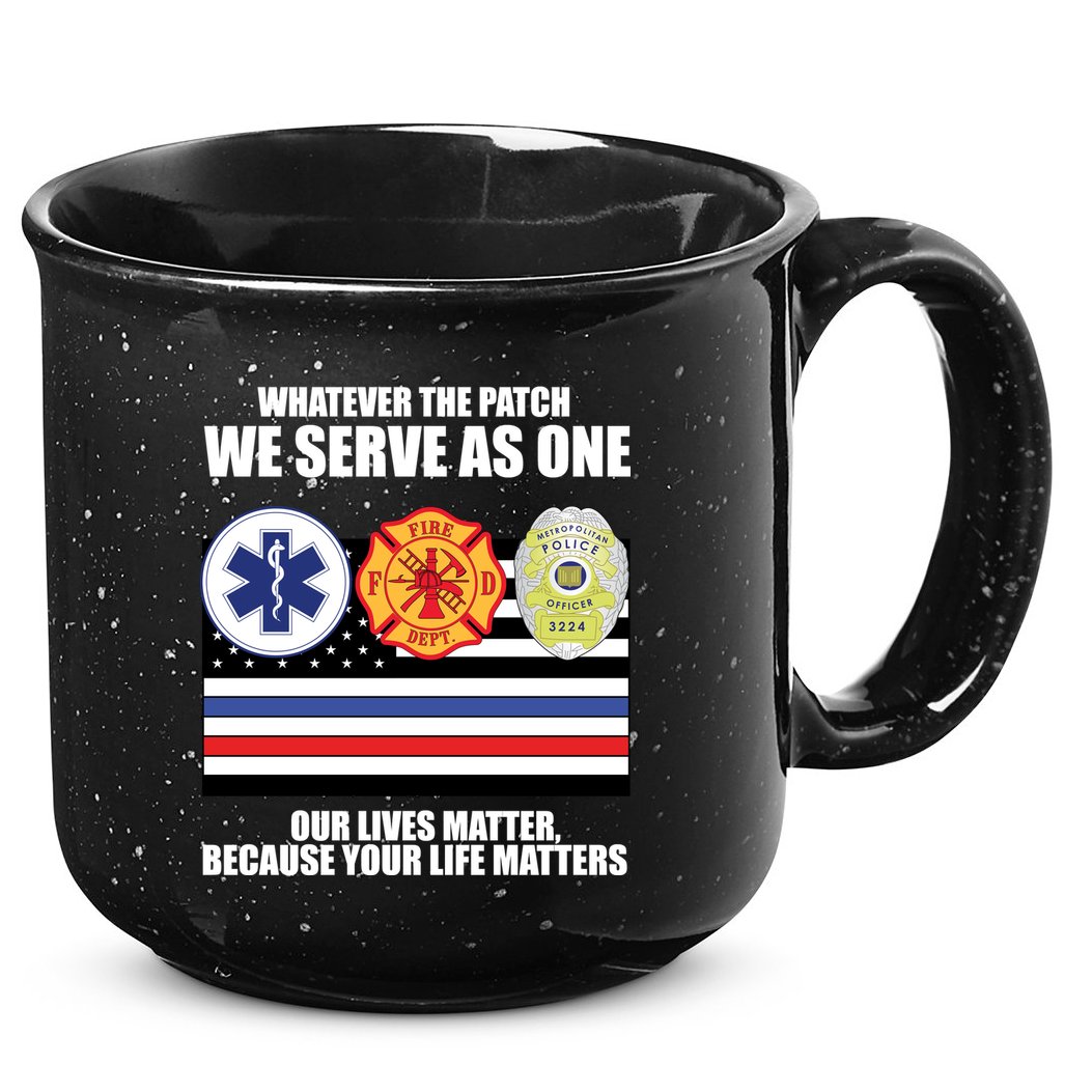 We Serve As One Our Lives Matter 15oz Campfire Ceramic Mug