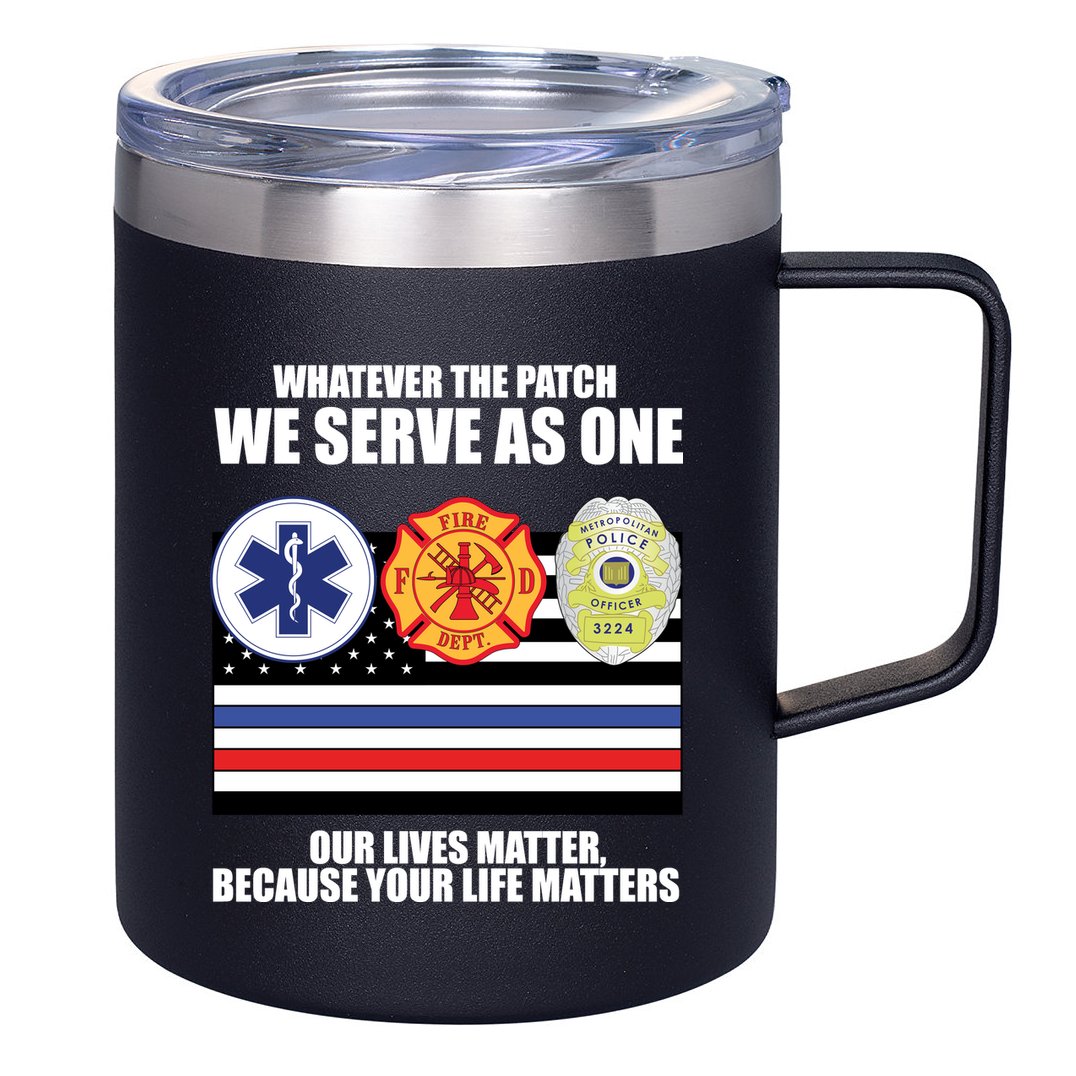We Serve As One Our Lives Matter 12oz Stainless Steel Coffee Mug