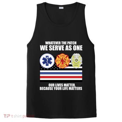 We Serve As One Our Lives Matter PosiCharge Competitor Tank
