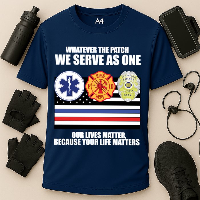 We Serve As One Our Lives Matter Cooling Performance Crew T-Shirt