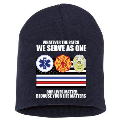 We Serve As One Our Lives Matter Short Acrylic Beanie