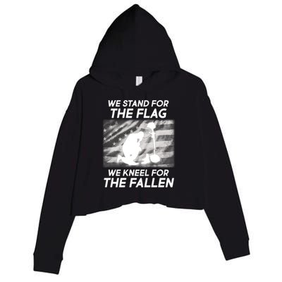 We Stand For The Flag We Kneel For The Fallen Crop Fleece Hoodie