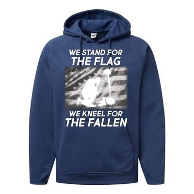 We Stand For The Flag We Kneel For The Fallen Performance Fleece Hoodie