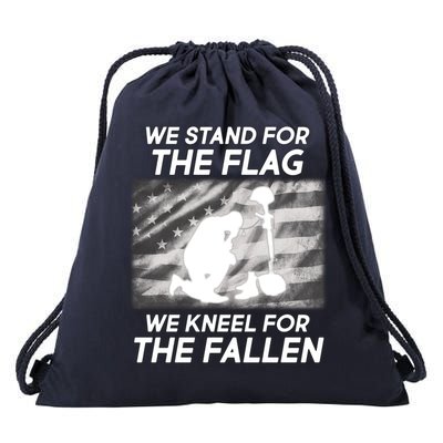 We Stand For The Flag We Kneel For The Fallen Drawstring Bag
