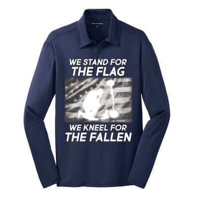 We Stand For The Flag We Kneel For The Fallen Silk Touch Performance Long Sleeve Polo