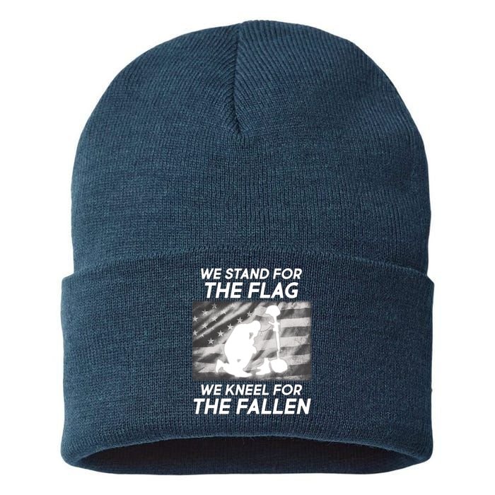 We Stand For The Flag We Kneel For The Fallen Sustainable Knit Beanie