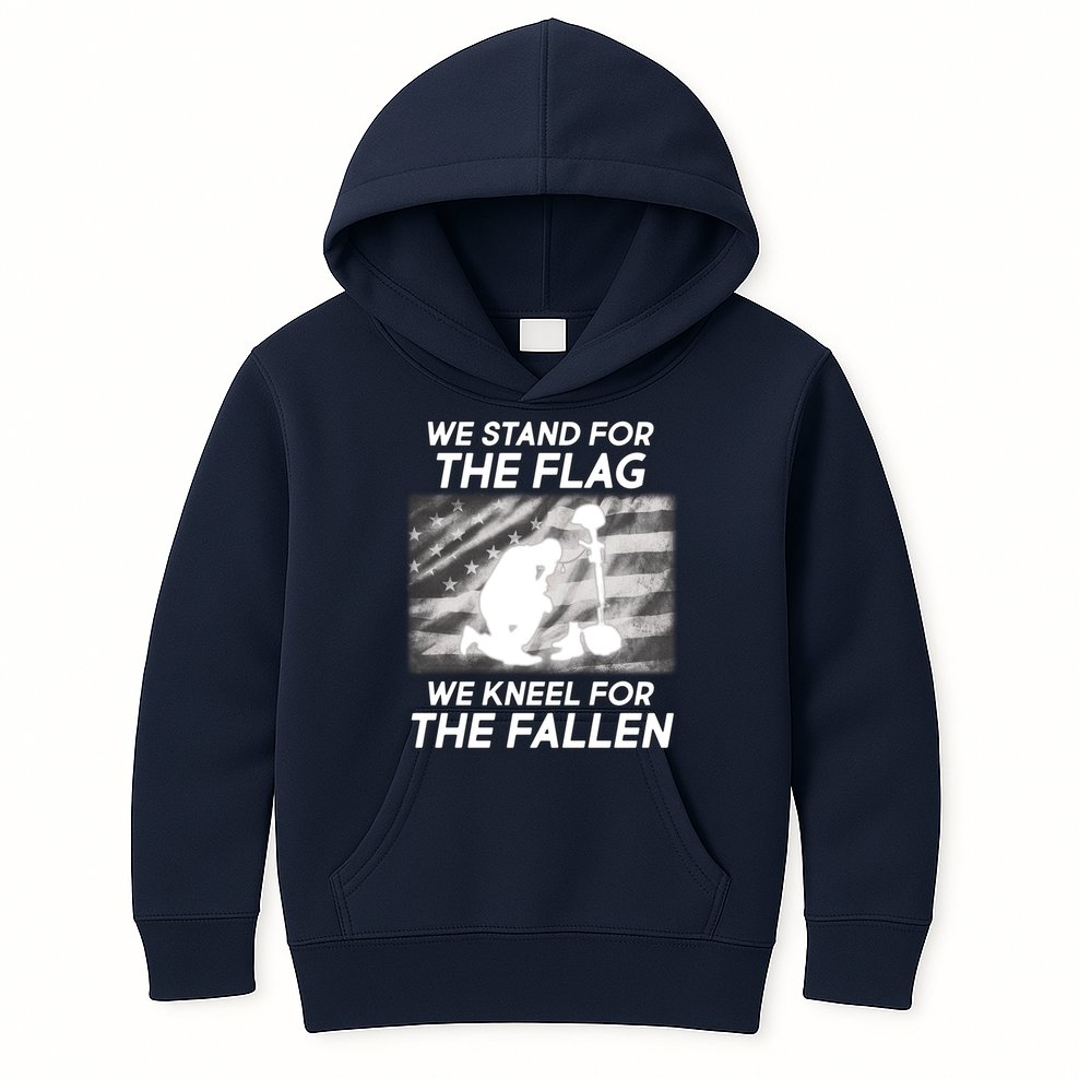 We Stand For The Flag We Kneel For The Fallen Kids Hoodie