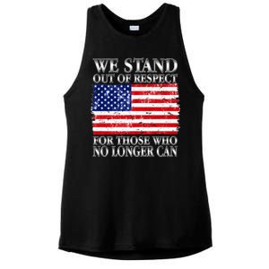 We Stand Out Of Respect Support Our Troops Ladies PosiCharge Tri-Blend Wicking Tank