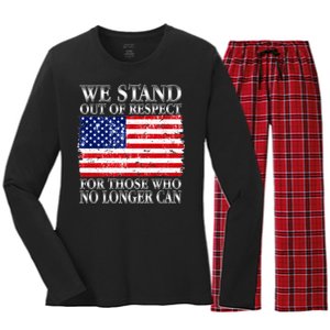 We Stand Out Of Respect Support Our Troops Women's Long Sleeve Flannel Pajama Set 