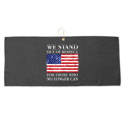 We Stand Out Of Respect Support Our Troops Large Microfiber Waffle Golf Towel