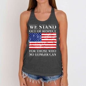 We Stand Out Of Respect Support Our Troops Women's Knotted Racerback Tank